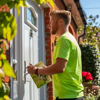 gardener with flyers